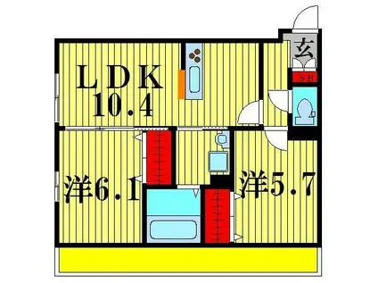 オッツIII(2LDK/2階)の間取り写真