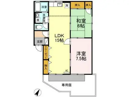 シャトー小林B棟(2LDK/1階)の間取り写真