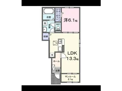 世羅町寺町アパート(1LDK/1階)の間取り写真