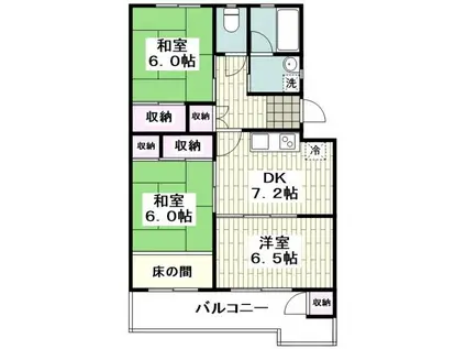 前田ハイツ14号棟(3DK/4階)の間取り写真