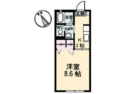 アヴァンティ東本浦(1K/1階)の間取り写真