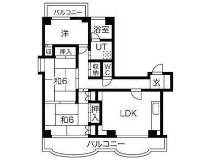 福田町レジデンス(2DK/7階)の間取り写真