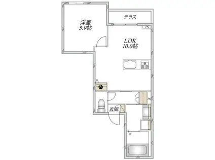 雪ノ下1丁目メゾン(1LDK/1階)の間取り写真