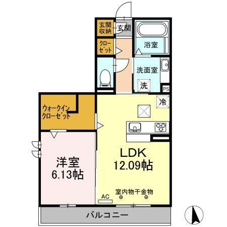 CHAMPETRE(1LDK/1階)の間取り写真