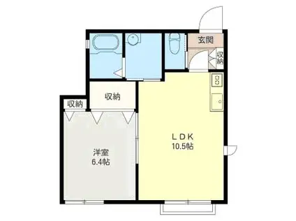 分梅町レジデンス(1LDK/1階)の間取り写真