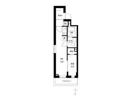 プレセダン千駄木(1DK/2階)の間取り写真