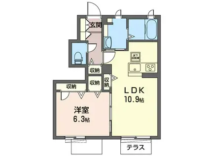  イーストセトル(1LDK/1階)の間取り写真