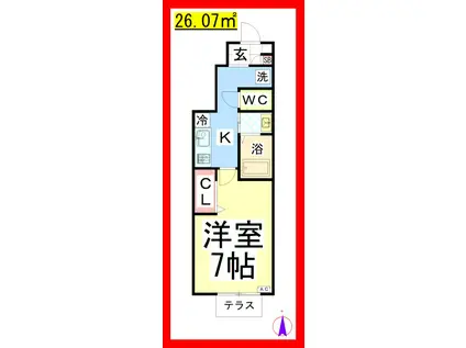 SF サンハイム(1K/1階)の間取り写真