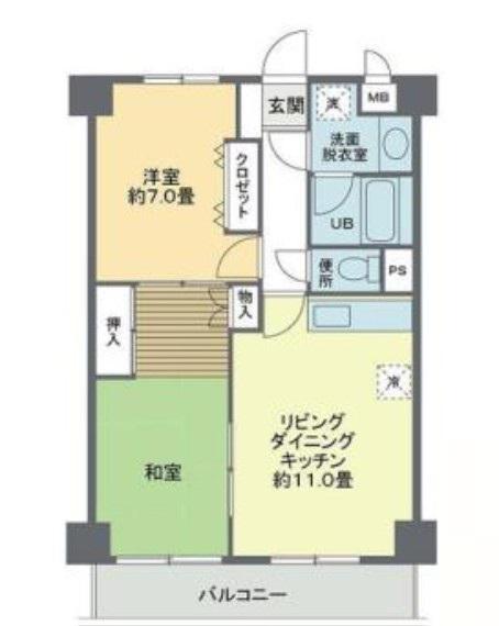 ヒル・イーストS.S(2LDK/2階)の間取り写真