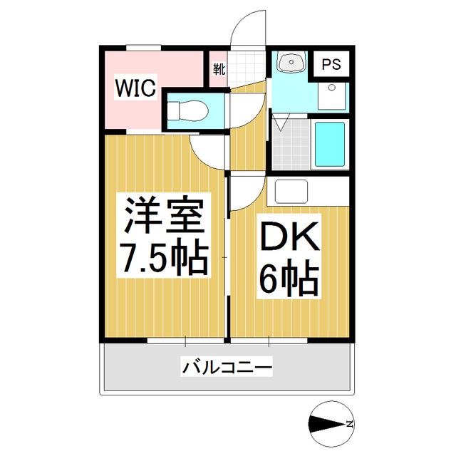 ベルメゾンW1(1DK/2階)の間取り写真
