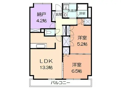 ステラ本厚木(2SLDK/3階)の間取り写真