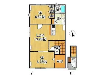 サンヒルズ富士見町2(2LDK/2階)の間取り写真