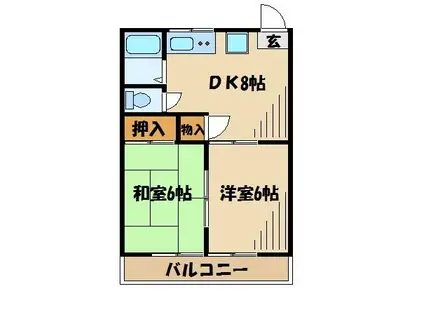 第二森坂ハイツ(2DK/1階)の間取り写真
