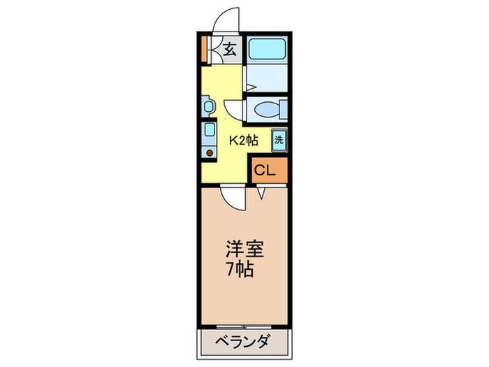ラフィーネ筒井(1K/2階)の間取り写真