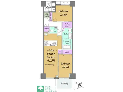 アルス代々木参宮橋コート・アデリオン(2LDK/3階)の間取り写真