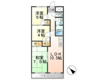 フォーエバー小林(3LDK/2階)の間取り写真
