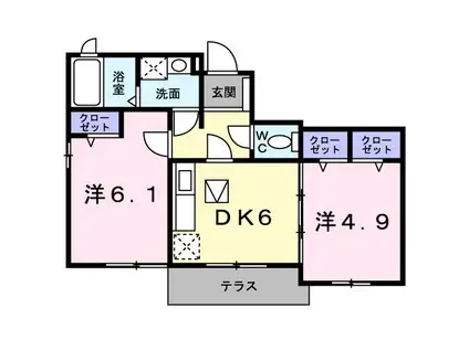 ルミナスA(2DK/1階)の間取り写真
