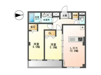 ブランキューブ南摂津(2LDK/2階)の間取り写真