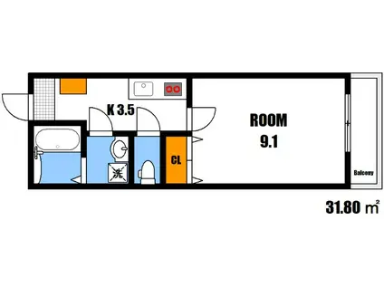 メゾン・エール・石内(1K/1階)の間取り写真