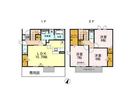 カーサ ド リオ(3LDK/1階)の間取り写真