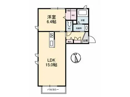 リラフォート南方(1LDK/2階)の間取り写真