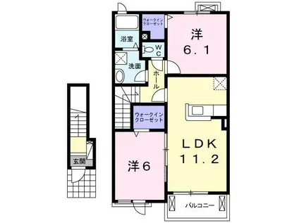 メゾンピーチ(2LDK/2階)の間取り写真