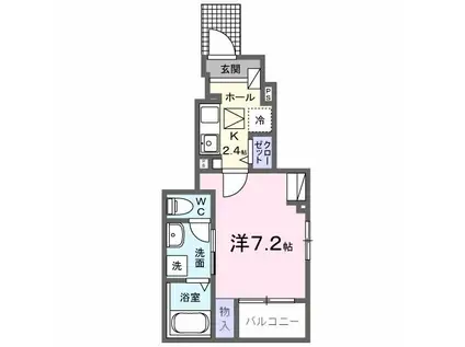ベルソレイユ青木(1K/1階)の間取り写真