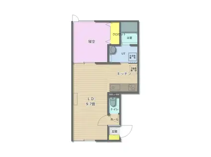 ソレイユ・オレンジC(1LDK/1階)の間取り写真