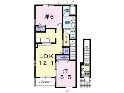 サニークレメントA(2LDK/2階)の間取り写真