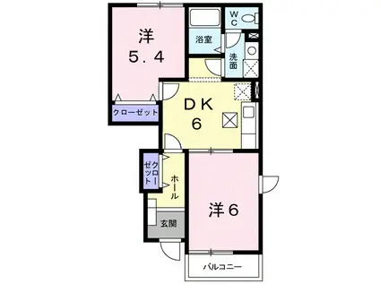 エヴァーグリーン小泉(2DK/1階)の間取り写真
