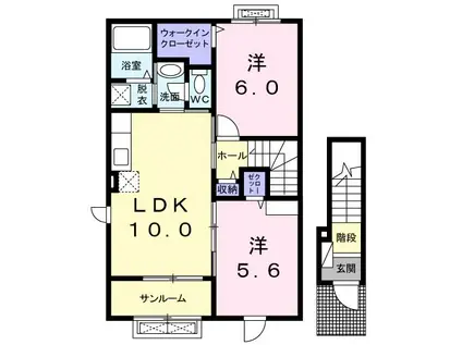 グレイスヒルズ(2LDK/2階)の間取り写真