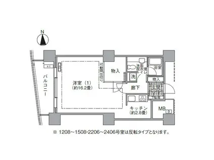 アクティ汐留(1K/12階)の間取り写真