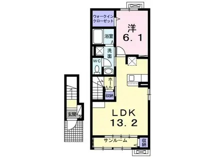 コンフォルト中道(1LDK/2階)の間取り写真