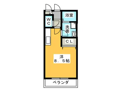 パールSK(ワンルーム/1階)の間取り写真