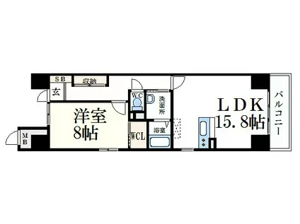 キャッスルコート龍野町(1LDK/6階)の間取り写真