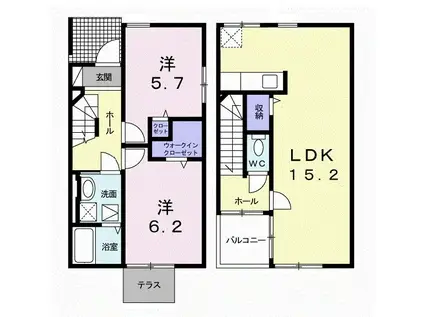 パークサイド ガーデン HK(2LDK/1階)の間取り写真