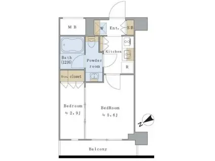 BRILLIA IST 文京茗荷谷(2K/2階)の間取り写真