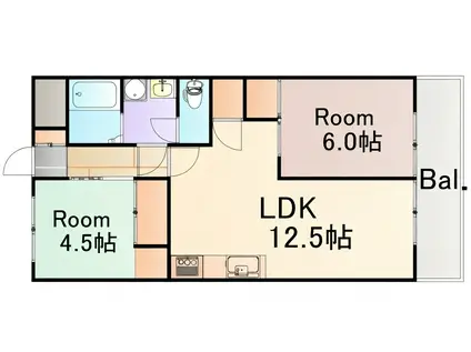 チサンマンション第2広島(2LDK/6階)の間取り写真