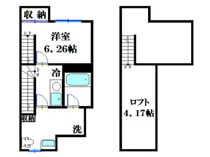 セナリオフォルム一之江(1K/2階)の間取り写真