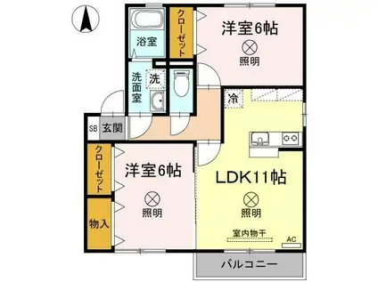 パストラーレ(2LDK/2階)の間取り写真
