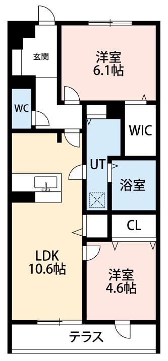 グリーヴィラ柱曙(2LDK/1階)の間取り写真