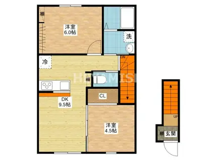 ラ・フィーネAINO(2DK/2階)の間取り写真