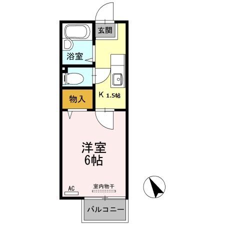 リビエールアンA棟(1K/1階)の間取り写真
