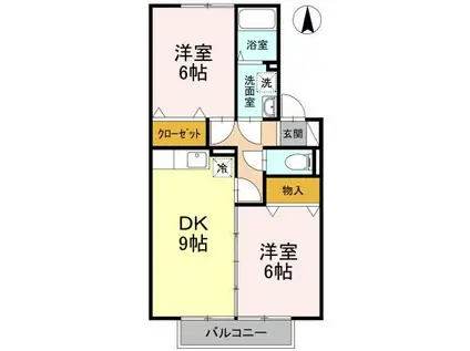 セジュールSKIII(2DK/2階)の間取り写真