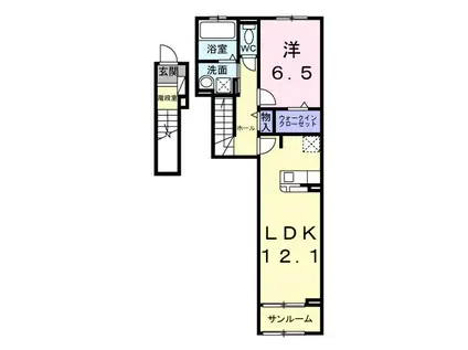 エリオス(1LDK/2階)の間取り写真