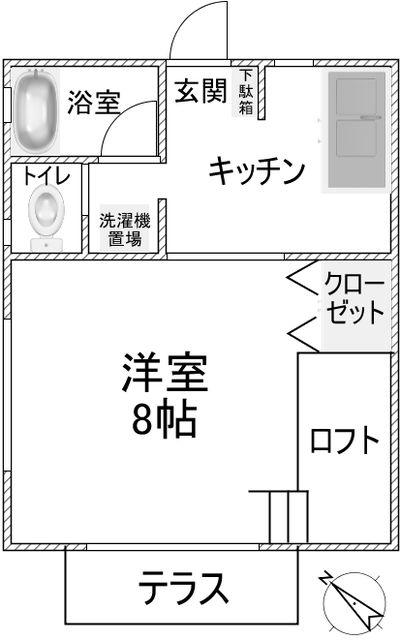 ドミールFUKAGAWA II(1K/2階)の間取り写真