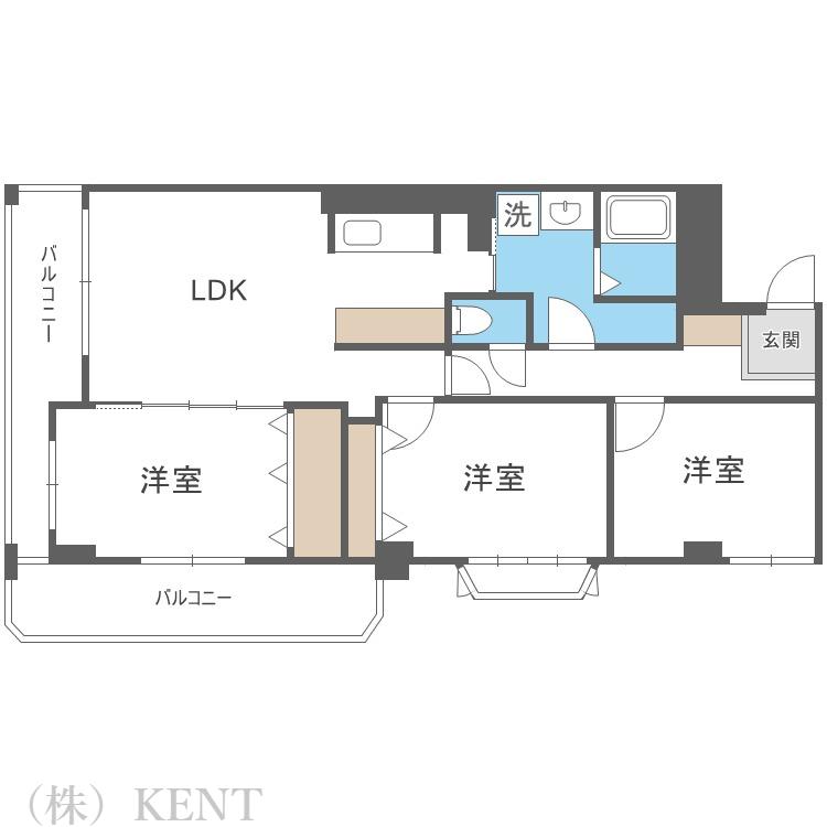 チサンマンション円山公園(3LDK/8階)の間取り写真