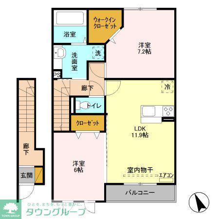 フローラハウス(2LDK/2階)の間取り写真