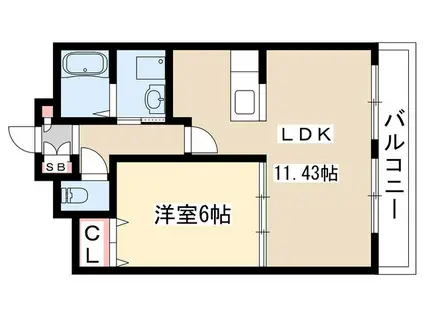 リバーブル檀渓(1LDK/1階)の間取り写真