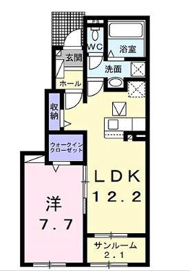 グランミラージュ(1LDK/1階)の間取り写真